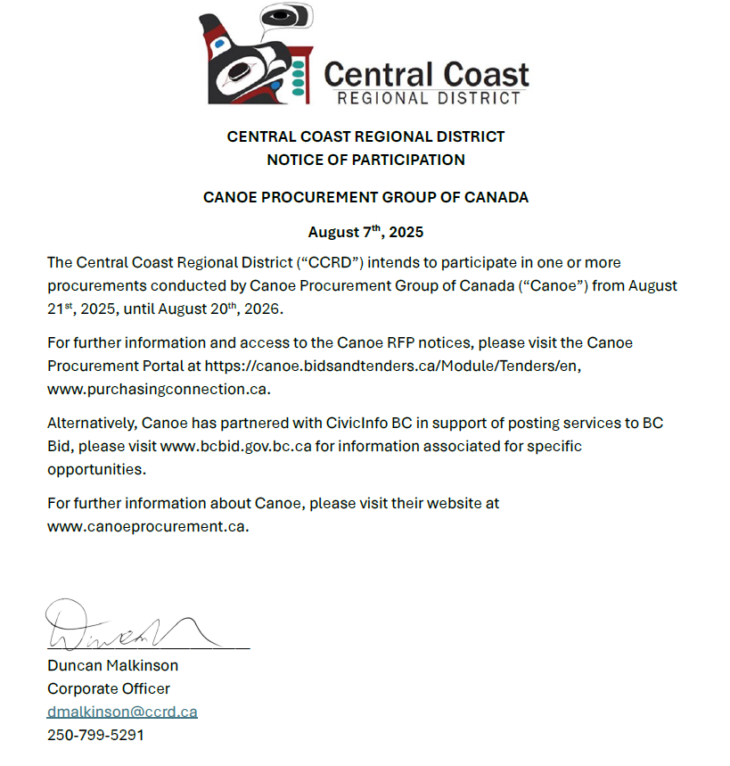 Notice of Participation - Canoe Procurement Group